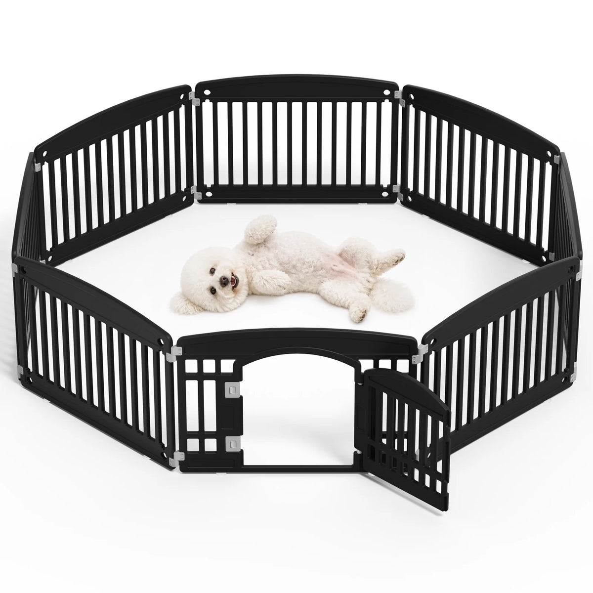 JHK Plastic Dog Playpen Expandable Foldable Portable Pet Fence