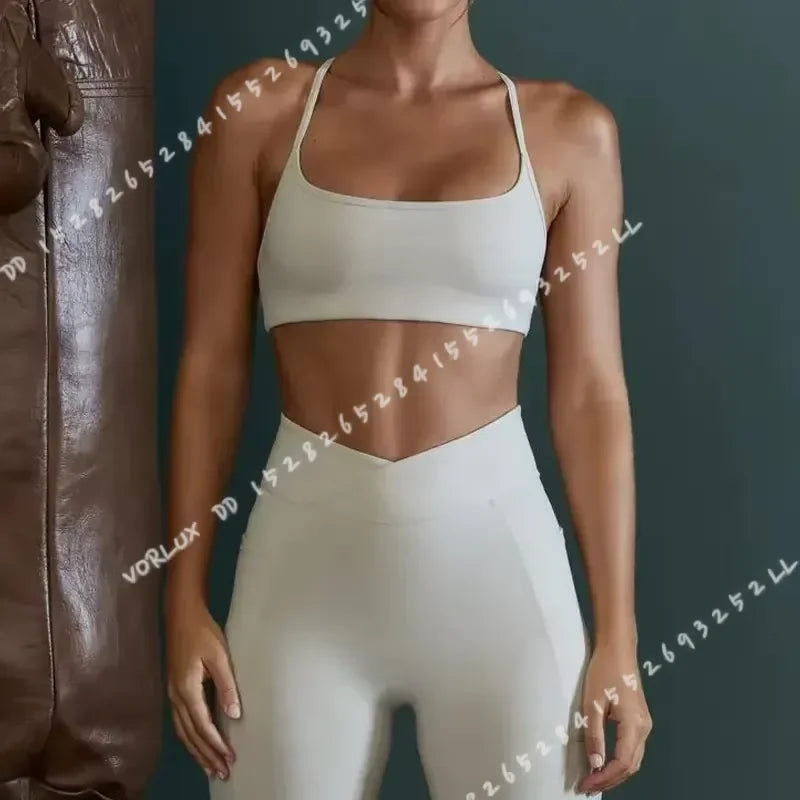 Womens Cross Back Shockproof Sports Bra For Gym And Yoga