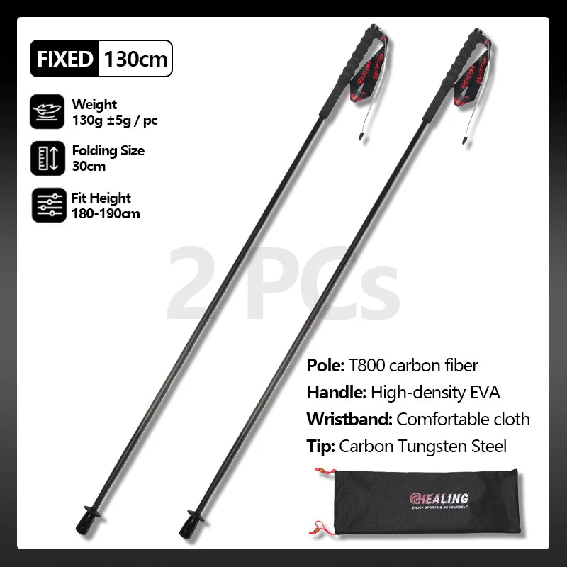 Okhealing Carbon Fiber Foldable 5 Section Lightweight Trekking Poles