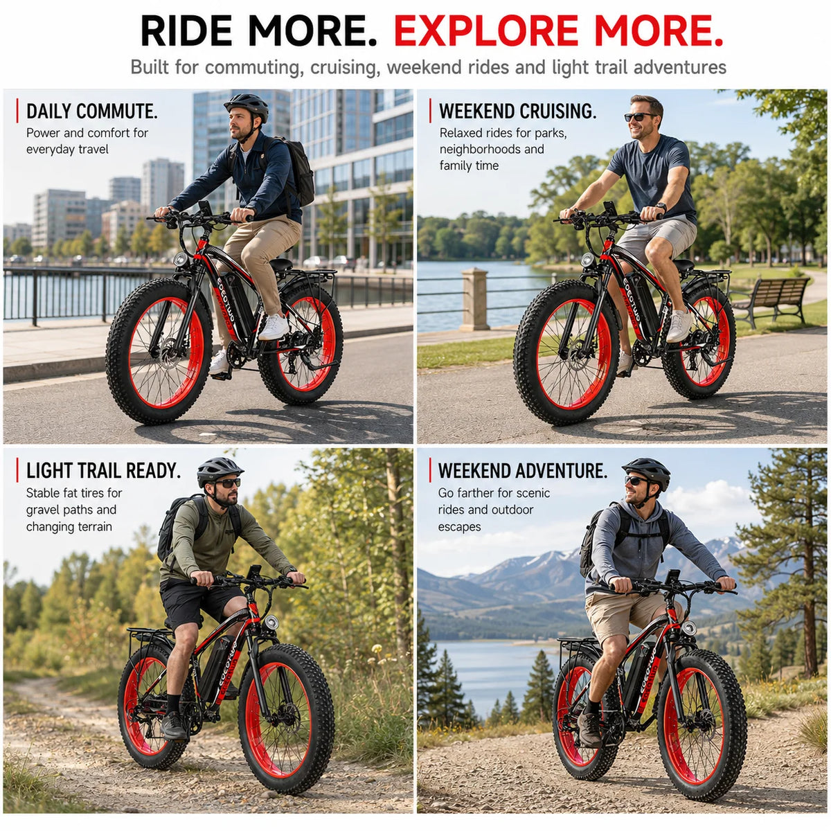 Eoeotwo 1500W Peak Fat Tire Ebike 34Mph 48V 15Ah Battery