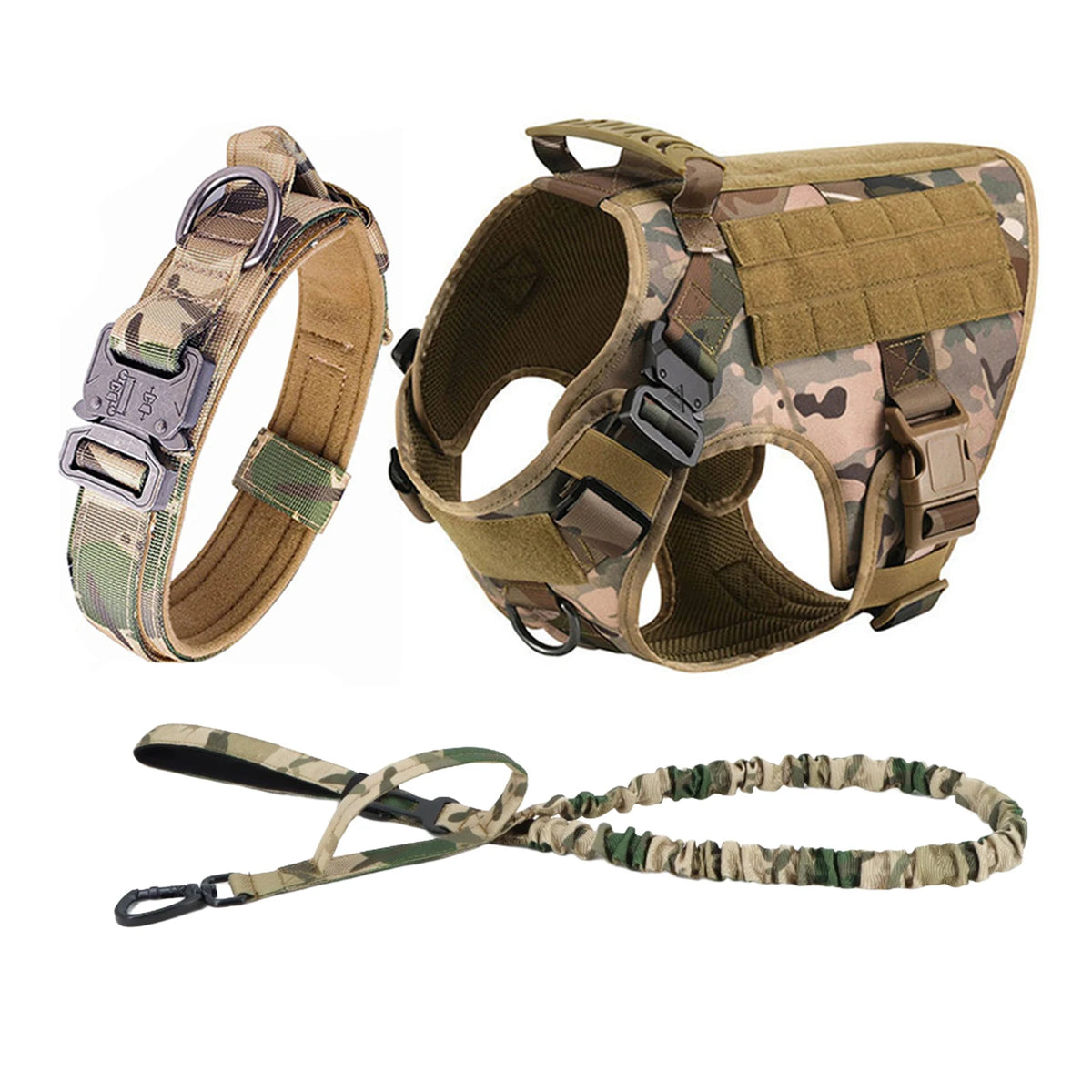 Tactical Nylon Dog Harness With Quick Release Molle Pouches For Training