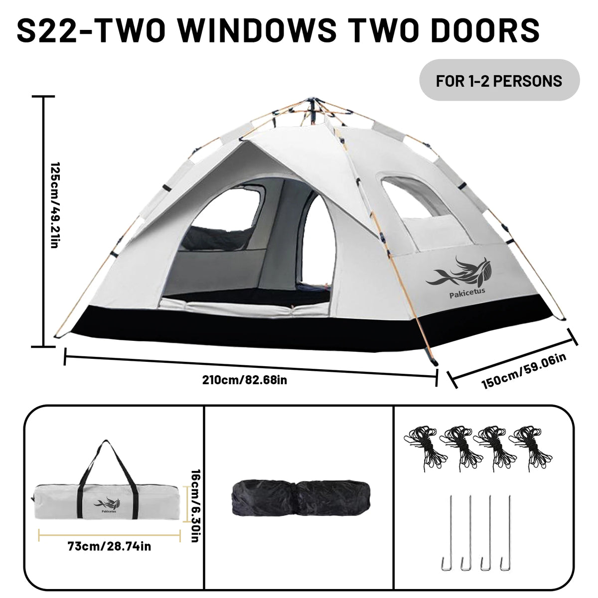 Pakicetus Automatic Pop Up Camping Tent Quick Setup Portable Windproof
