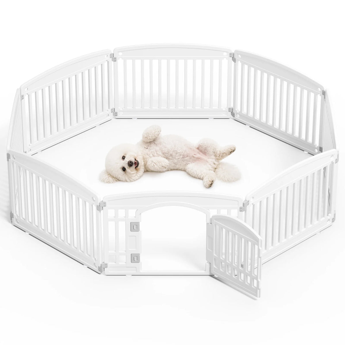JHK Plastic Dog Playpen Expandable Foldable Portable Pet Fence