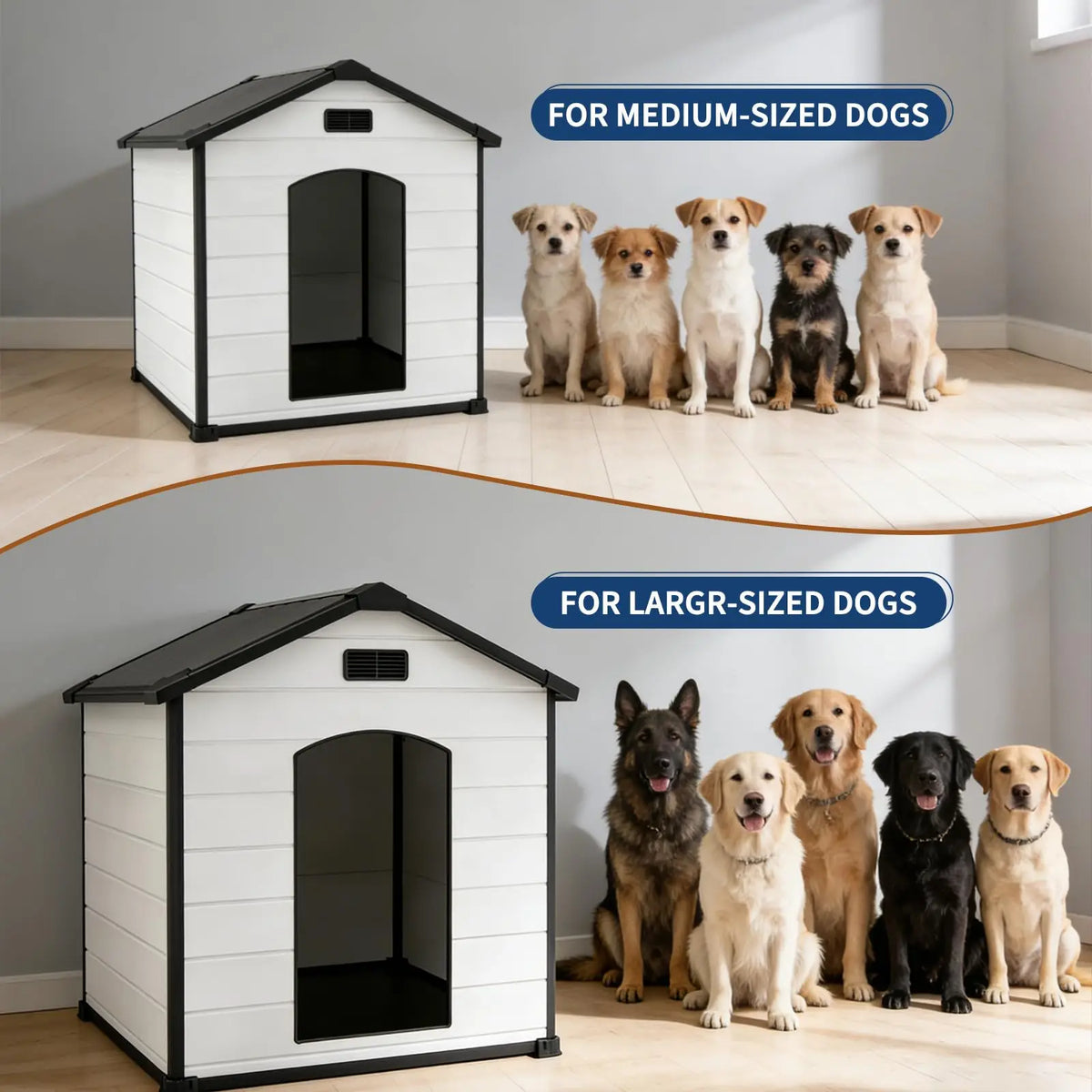 Outdoor Dog House Waterproof Insulated Kennel With Elevated Floor