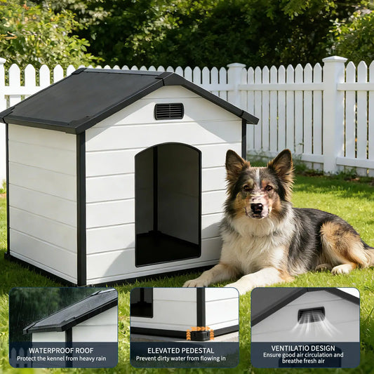 Outdoor Dog House Waterproof Insulated Kennel With Elevated Floor
