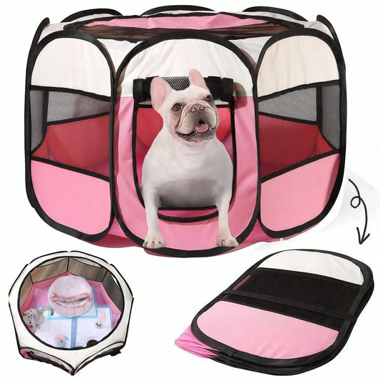 Foldable Octagonal Pet Playpen Tent For Cats And Dogs