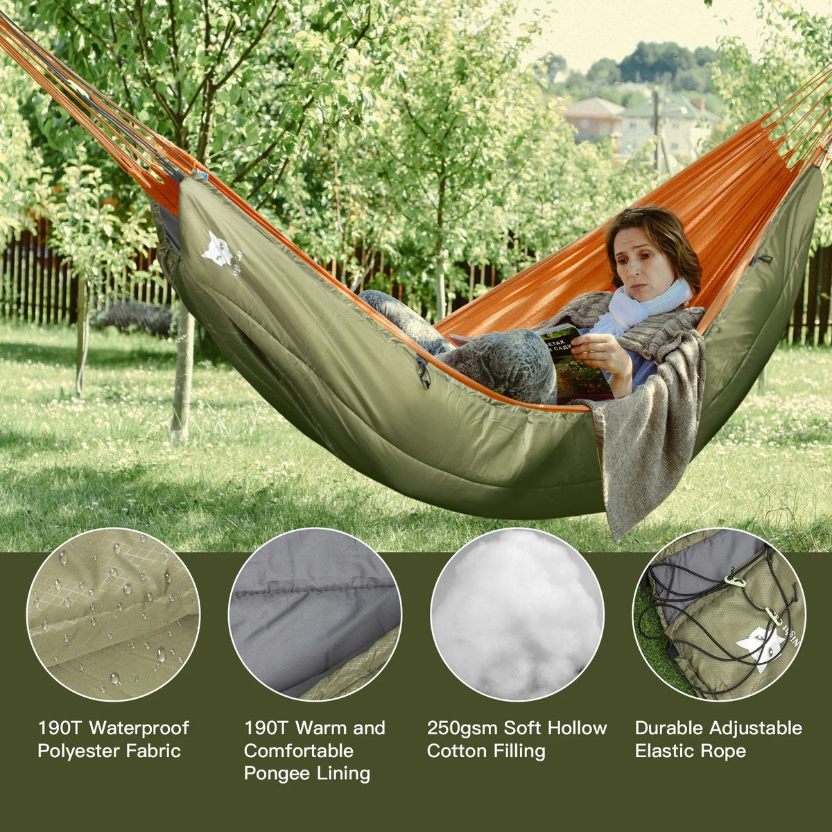 Night Cat Lightweight Hammock Underquilt Warm Insulated Sleep Blanket