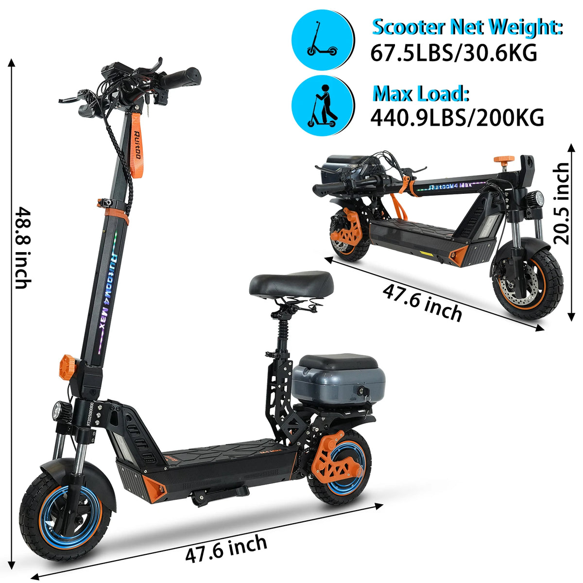 Bikydom Foldable Electric Scooter With Extended Battery Life