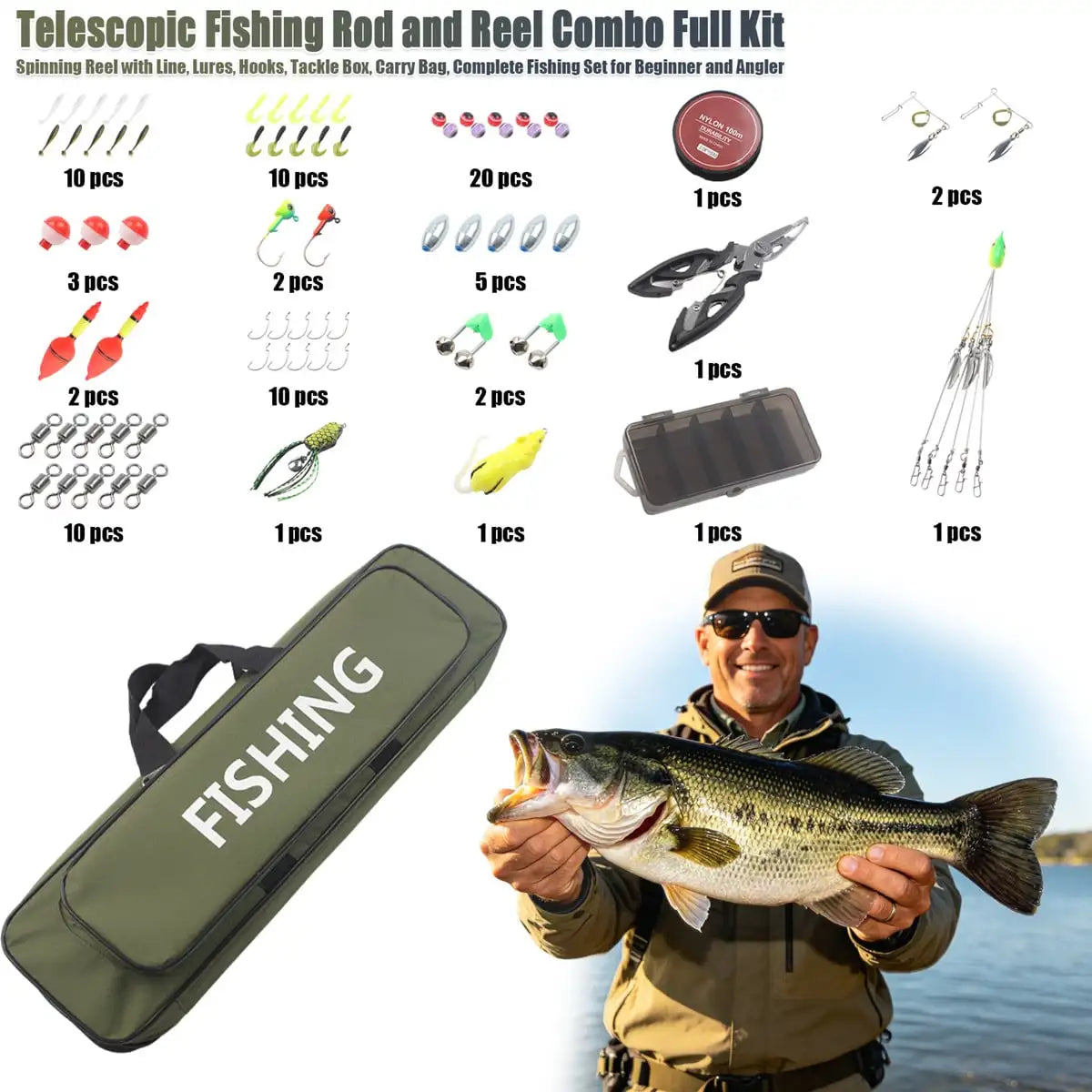 Telescopic Fishing Rod And Reel Combo Kit For Anglers