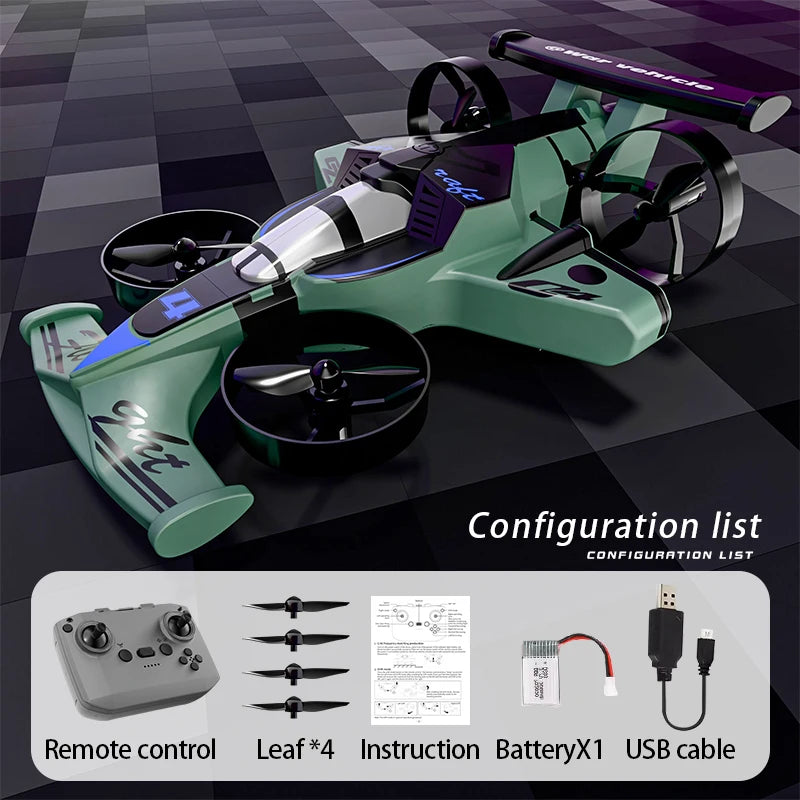 Dual Mode Remote Controlled Flying Car And Stunt Quadcopter Toy