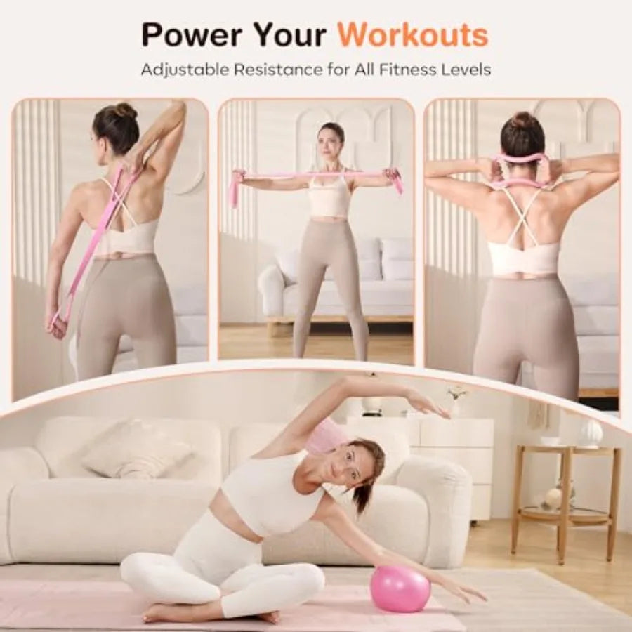 Pilates Workout Kit With Resistance Bands And Yoga Rings Mini Ball