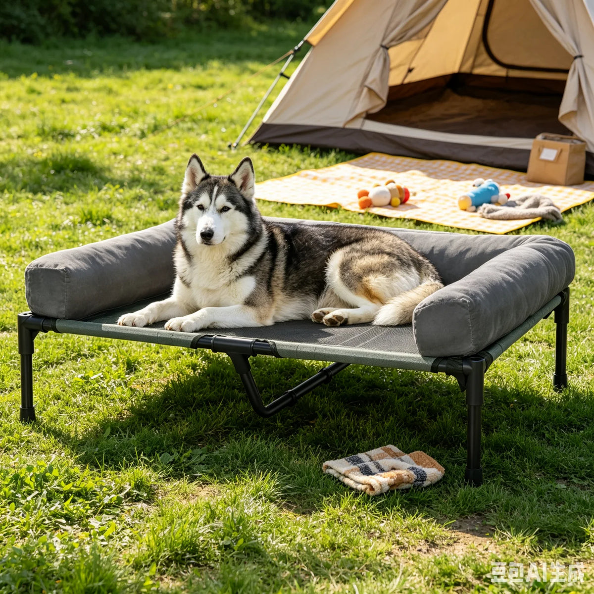 Bingopaw Breathable Mesh Elevated Dog Bed With Detachable Bolster